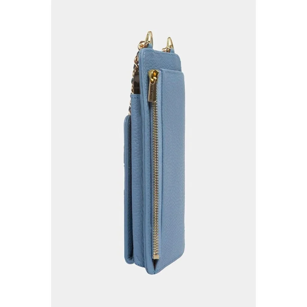 Genuine Leather Crossbody Bag Women Small Phone Wallet Credit Card Iced Blue